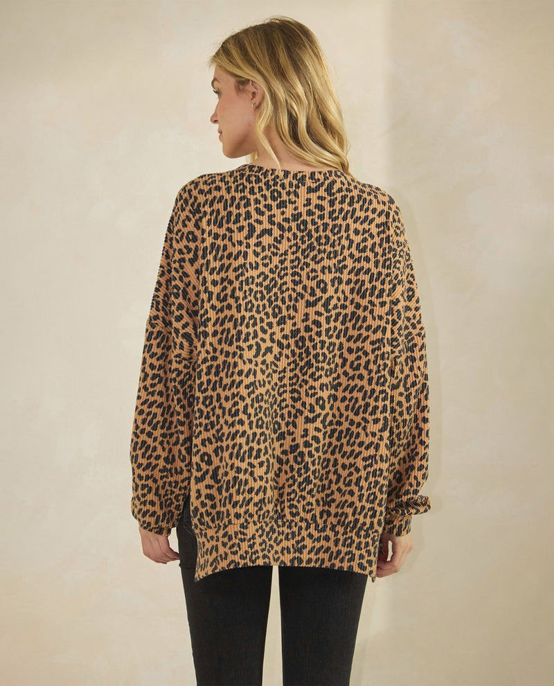 Oversize Leopard Print Dolman Top
