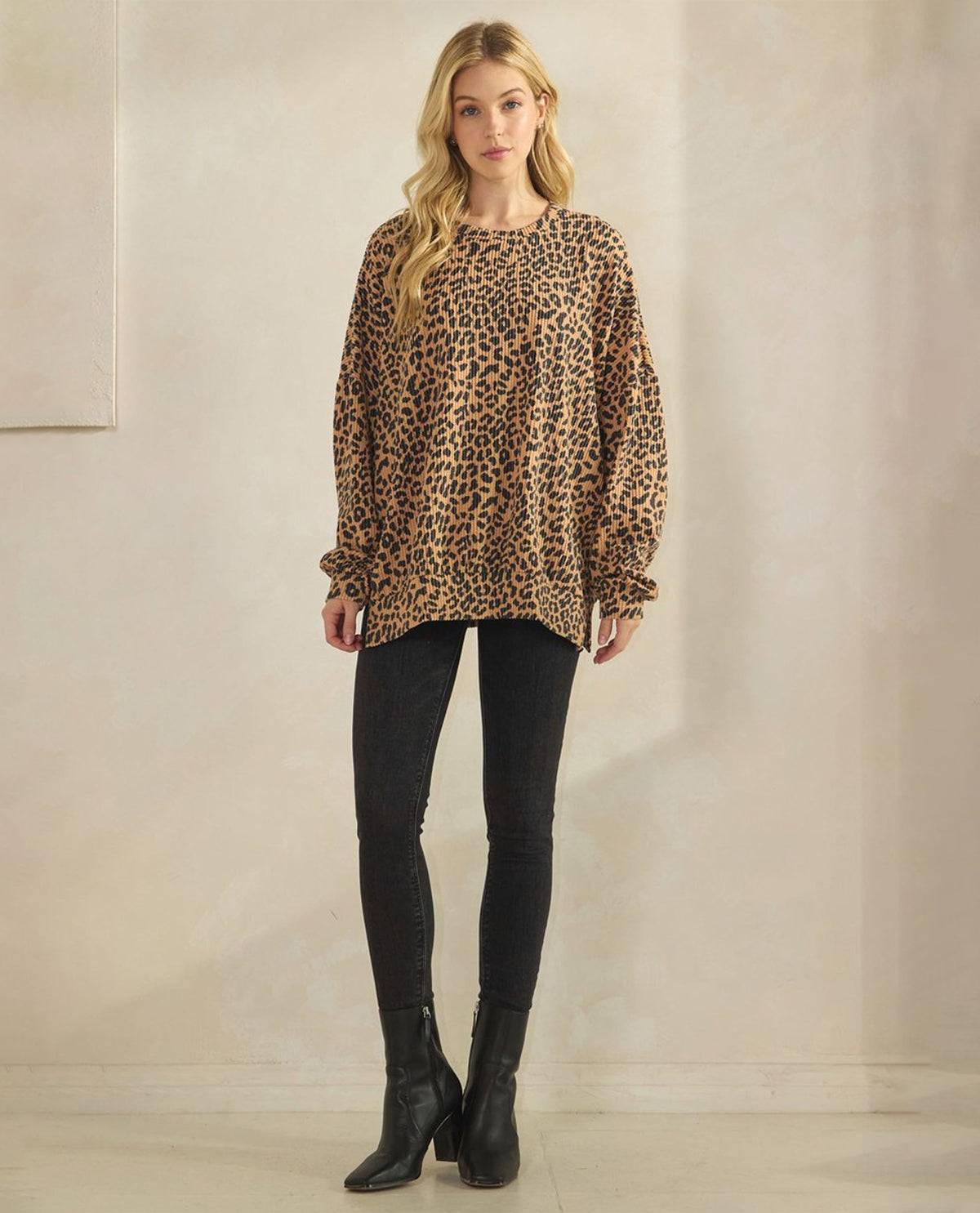 Oversize Leopard Print Dolman Top