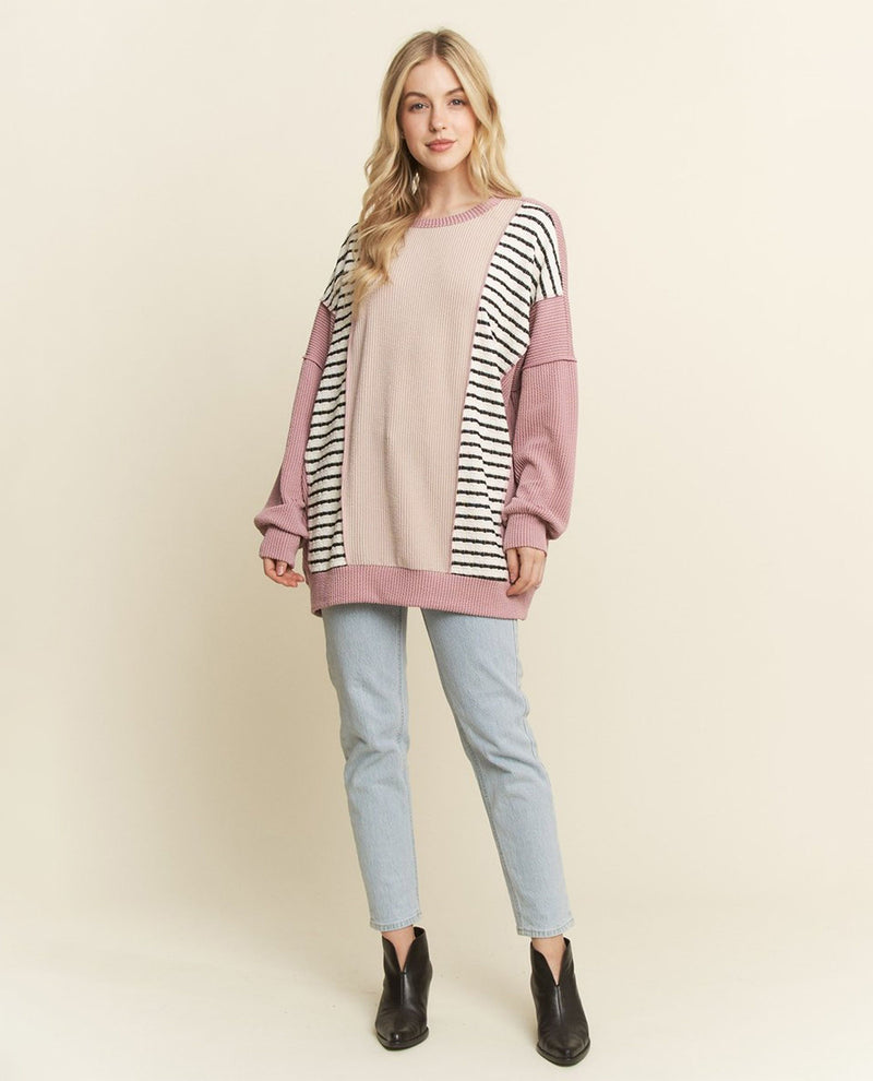 Dusty Rose Color Block Top
