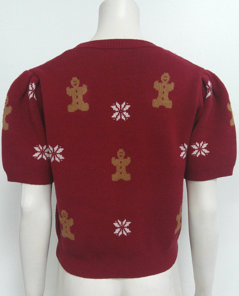 She and Sky Short Sleeve Gingerbread Sweater