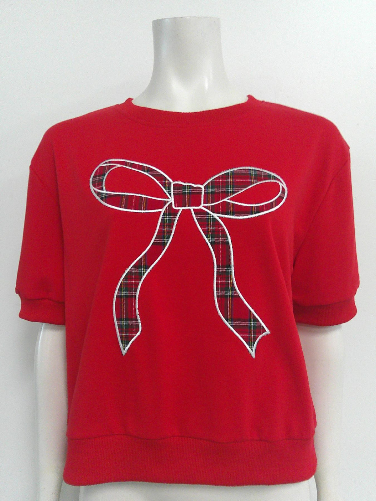 She and Sky Plaid Bow Knit Top