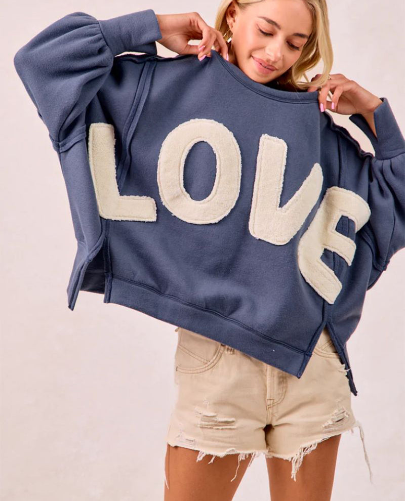 Bibi Patchwork Fleece Love Sweatshirt