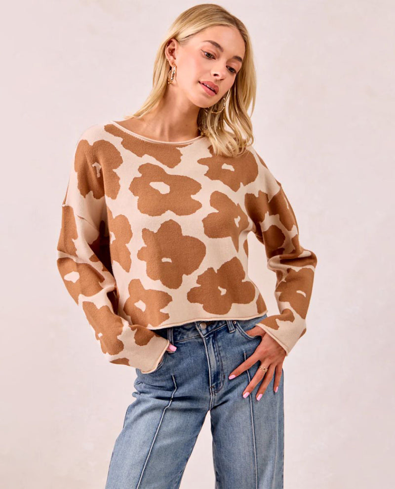 Bibi Large Floral Pattern Sweater