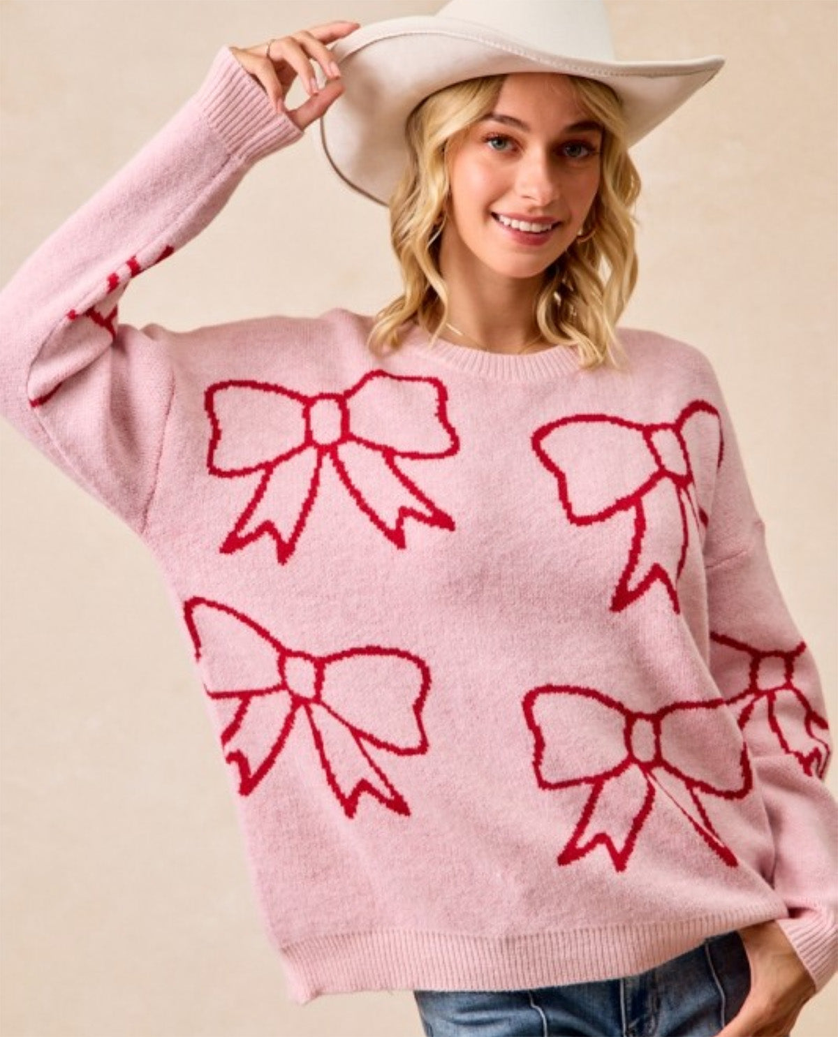 Bibi Cozy Bow Sweater Pink