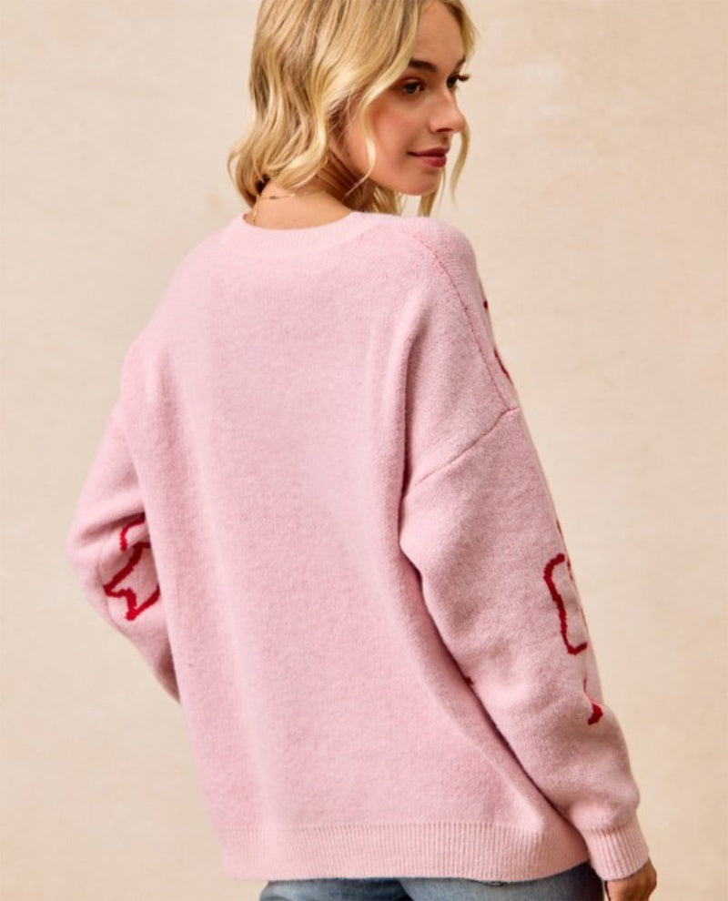 Bibi Cozy Bow Sweater Pink