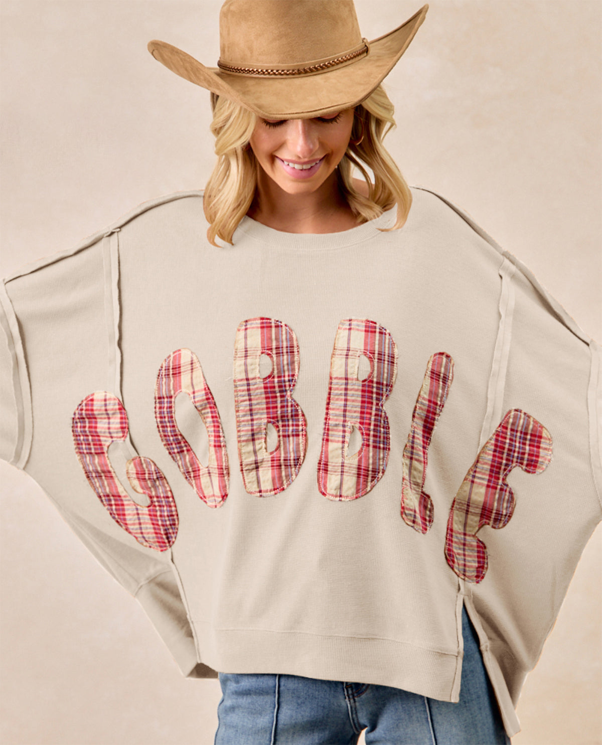 Bibi Gobble Patch Plaid Oversize Shirt