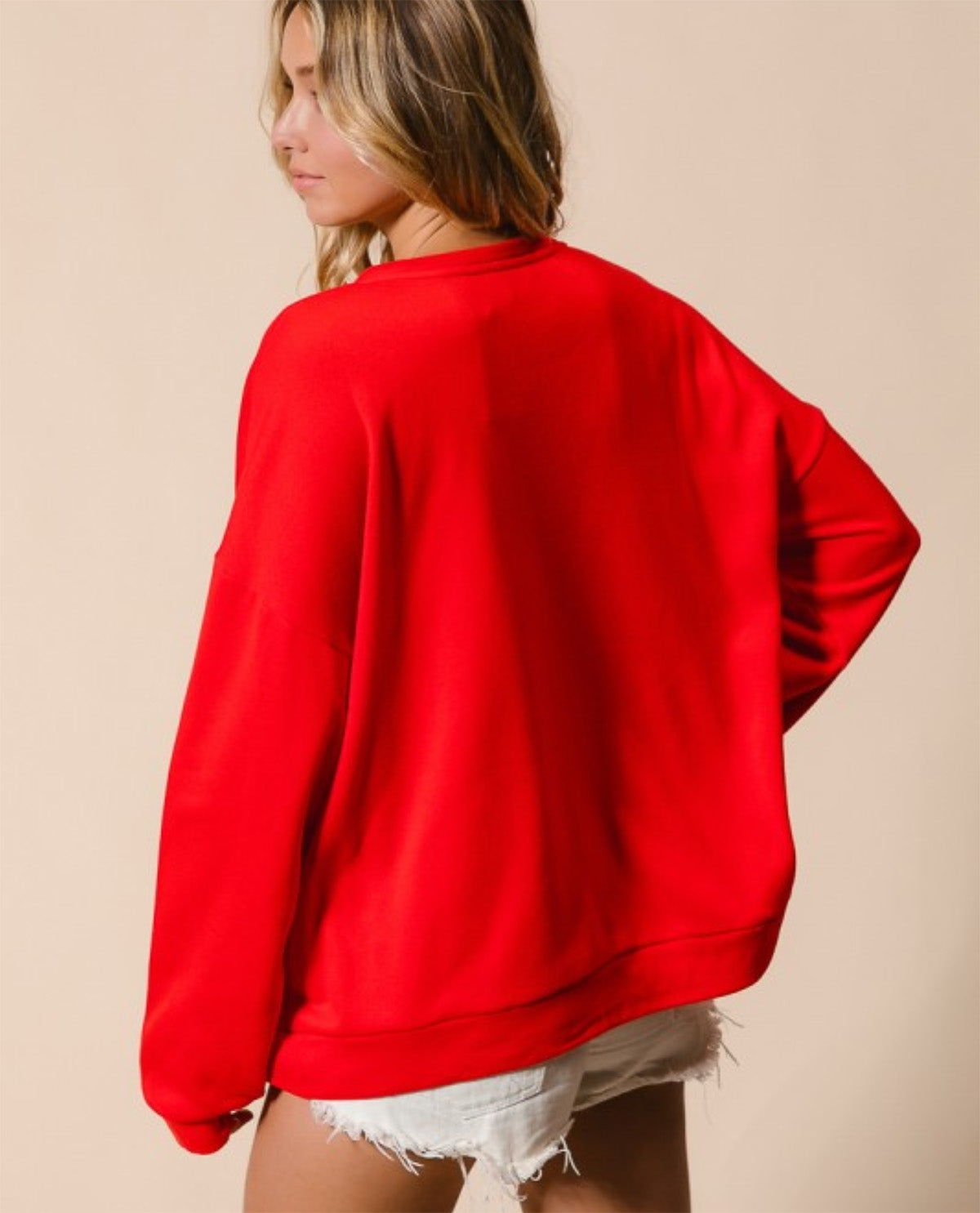 Bibi Plaid Ribbon Bow Red Sweatshirt