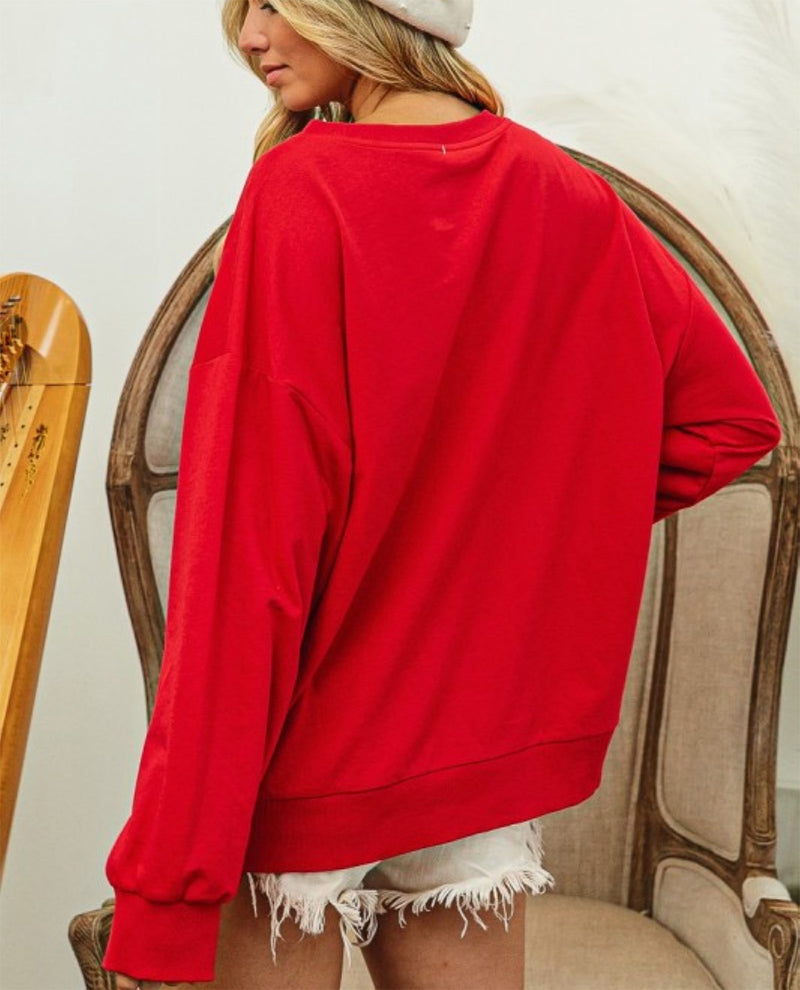 Bibi Tinsel Santa Baby Red Sweatshirt