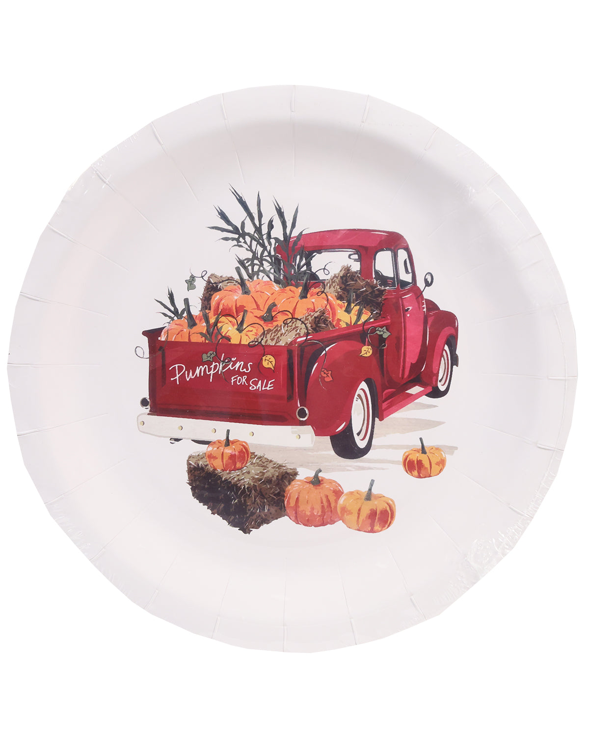 24-Pack Fall Pumpkin Truck Dinner Plate Set