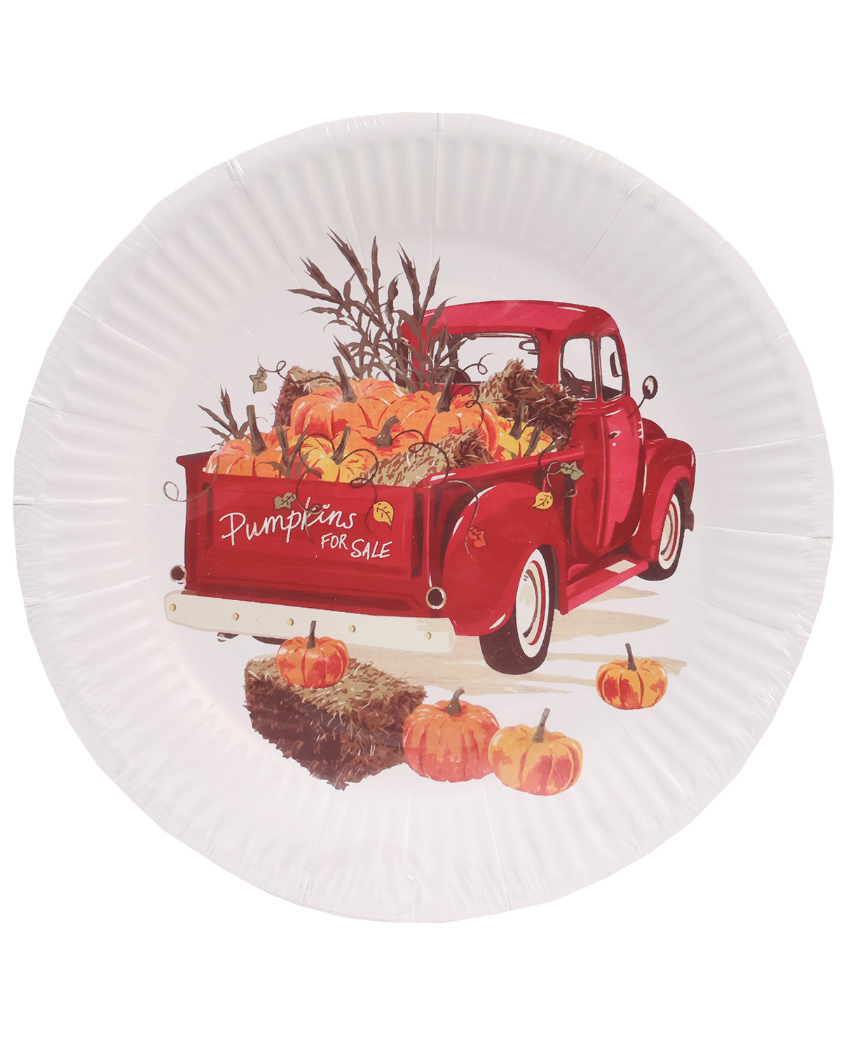 36-Pack Fall Pumpkin Truck Dessert Plate Set