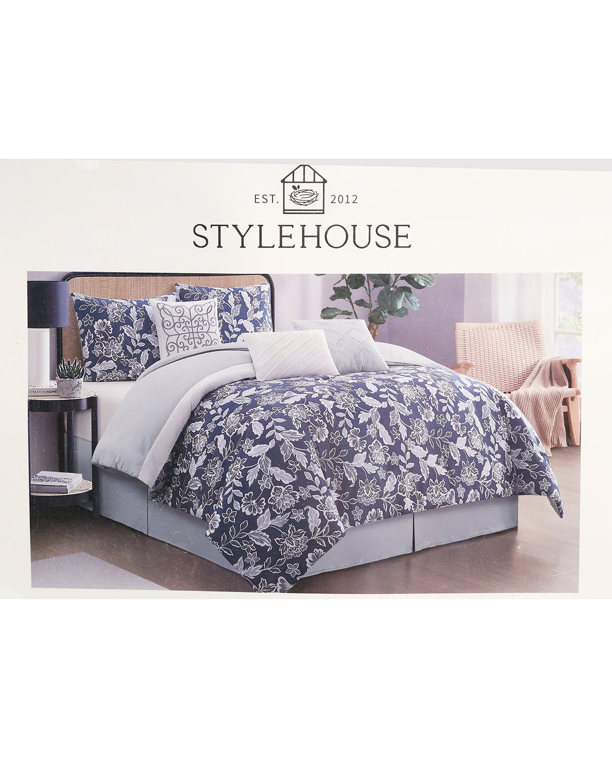 King Blue Jacoby Floral 7-Piece Comforter Set