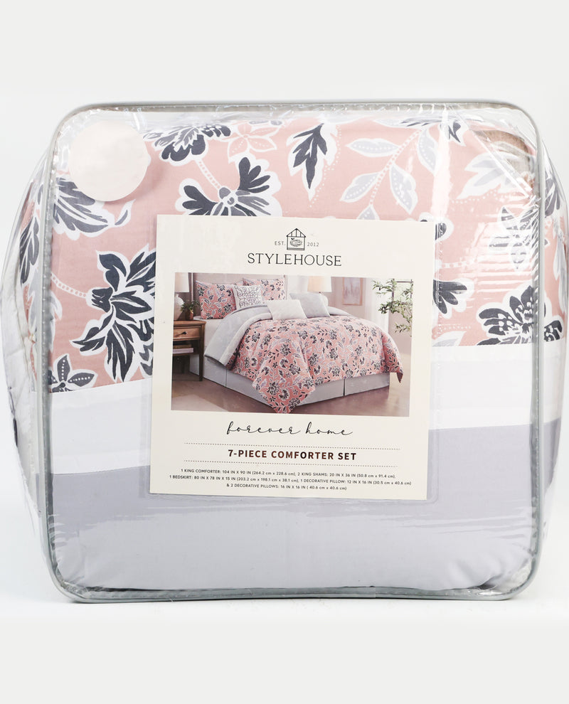 Queen Blush Jacoby Floral 7-Piece Comforter Set