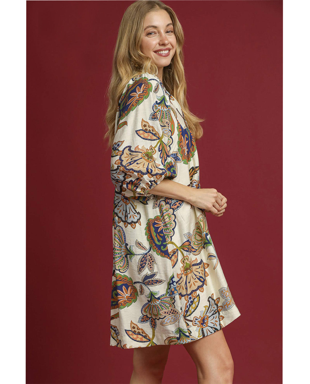 Umgee Abstract Floral Print Dress