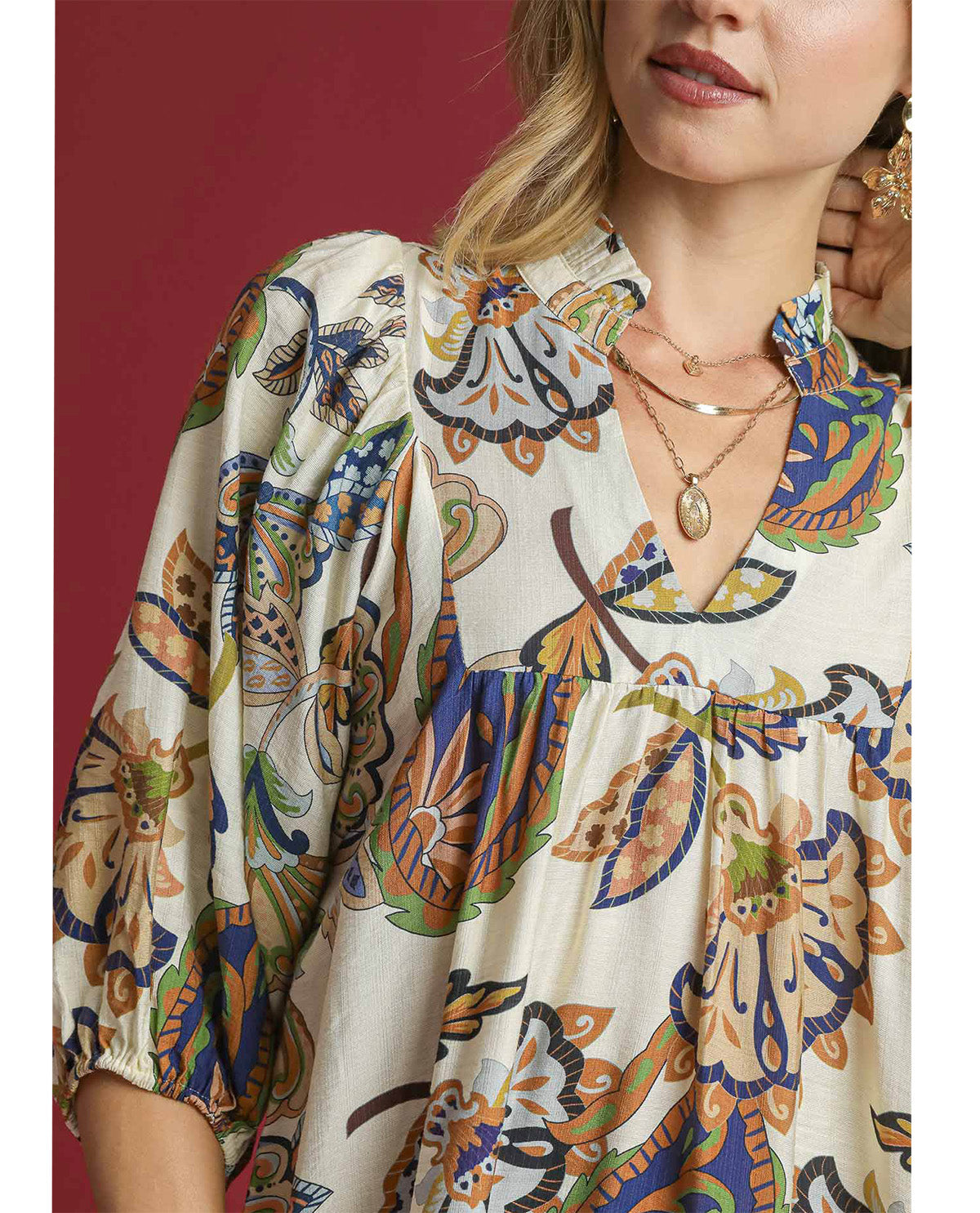 Umgee Abstract Floral Print Dress