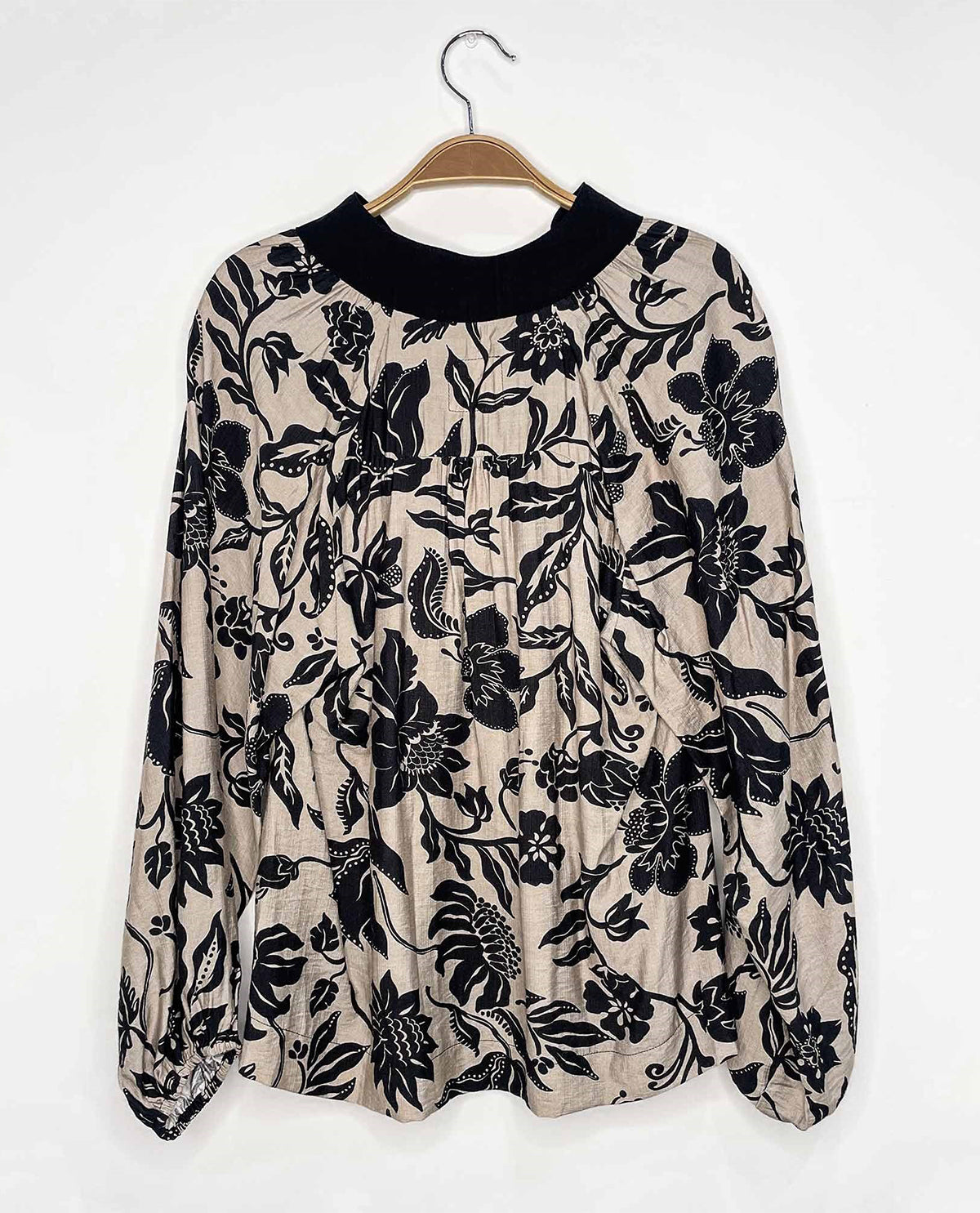 Two-Tone Floral Print Top