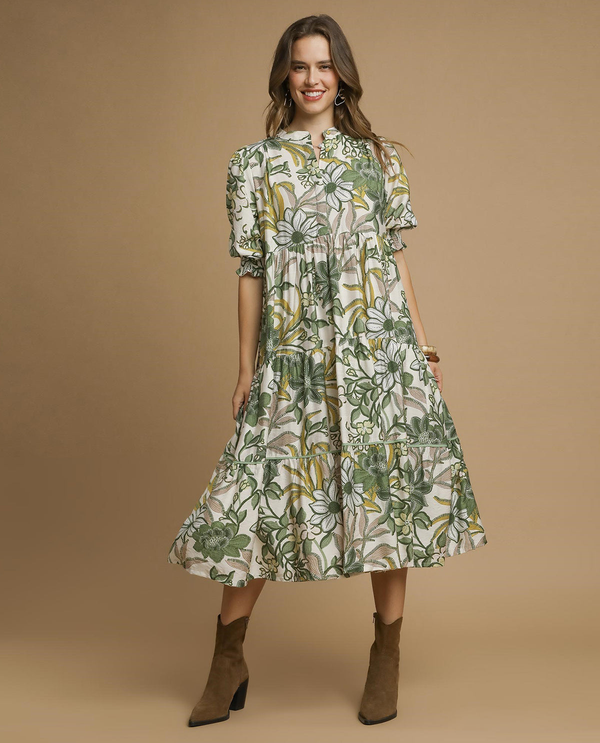 Floral Tiered Midi Dress