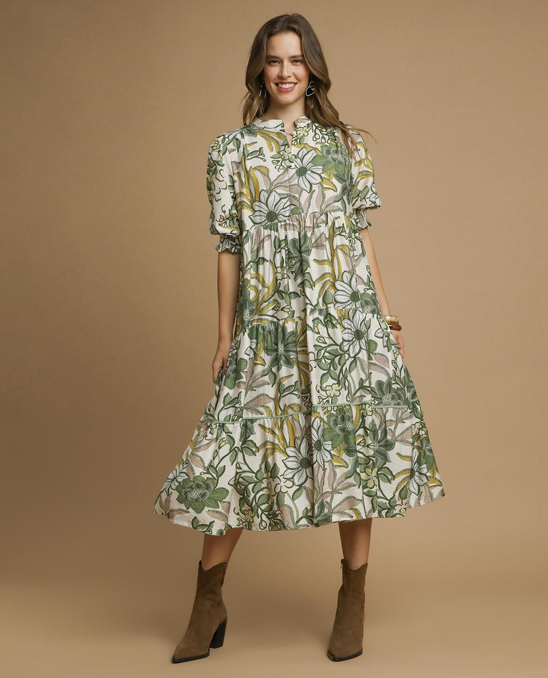 Floral Tiered Midi Dress