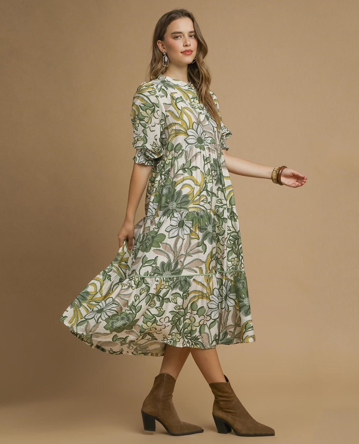 Floral Tiered Midi Dress