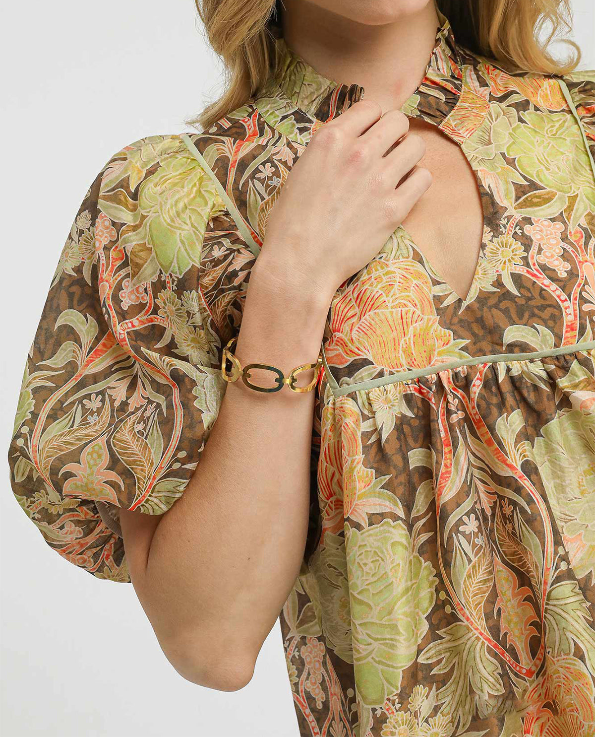 Floral Puff Sleeve Peasant Blouse