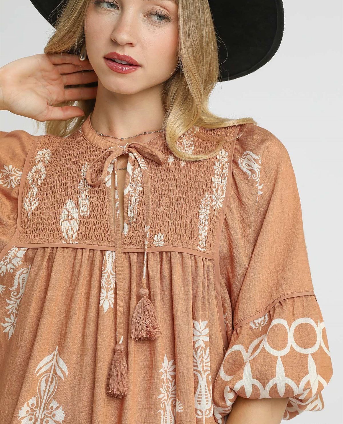 Border Print Tassel Mini Dress