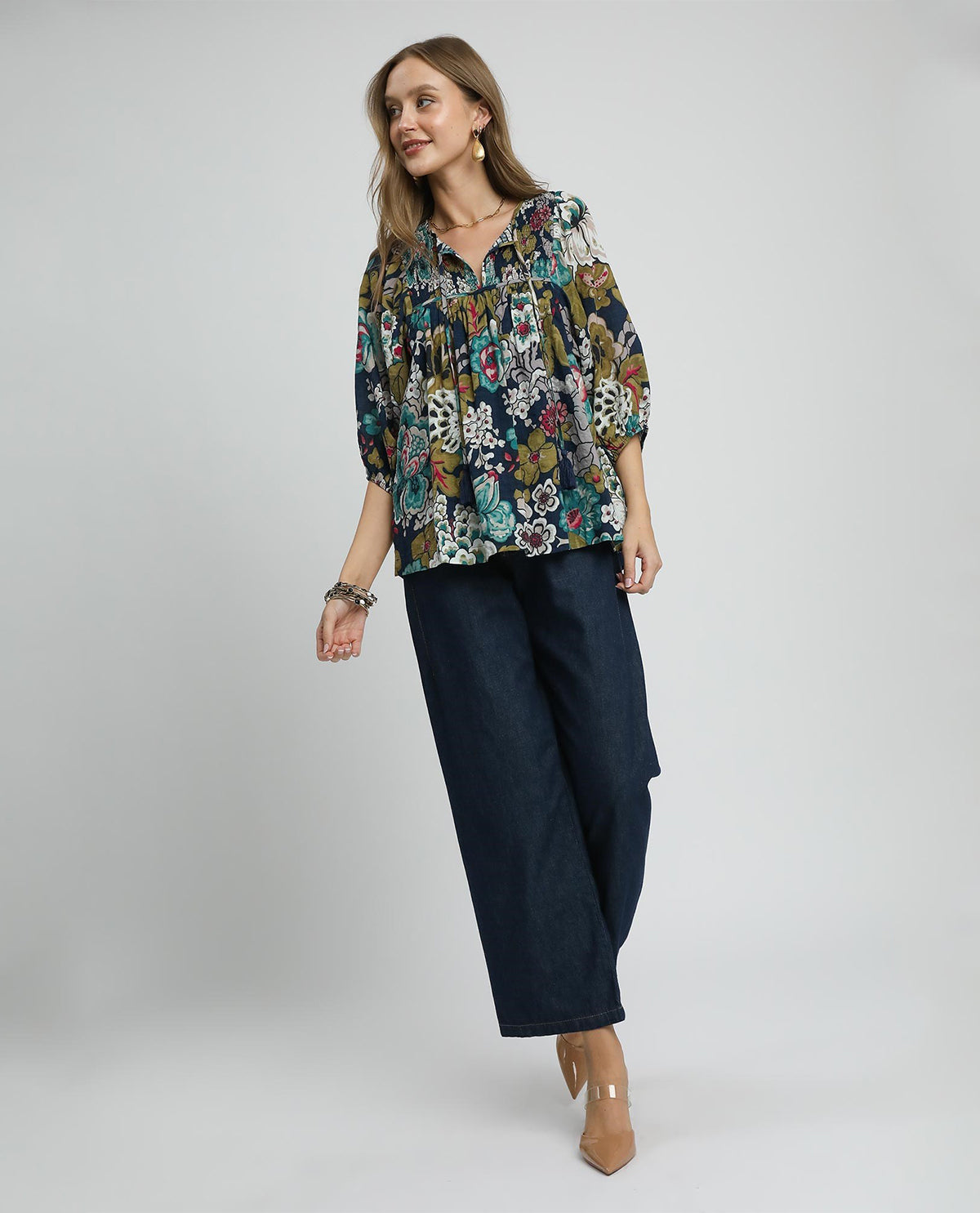Floral Print Smocked Top
