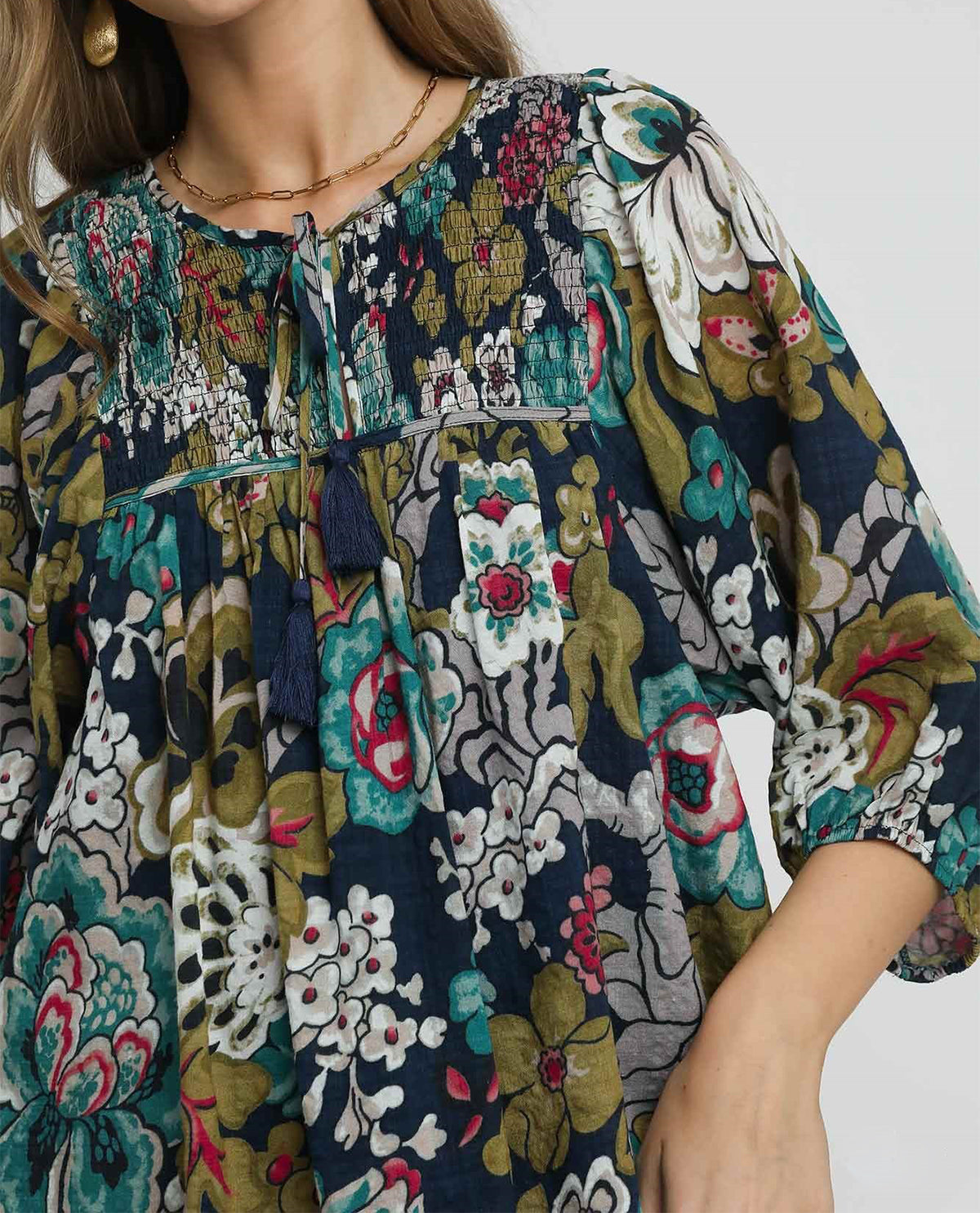 Floral Print Smocked Top