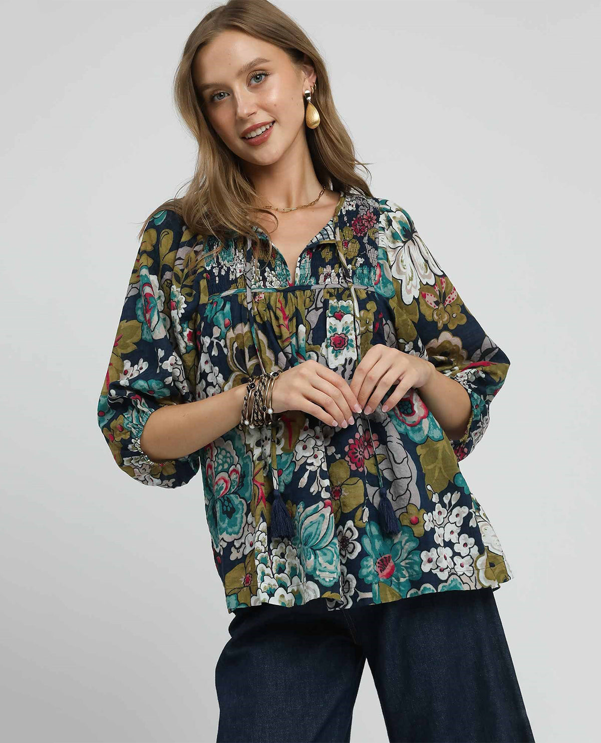 Floral Print Smocked Top