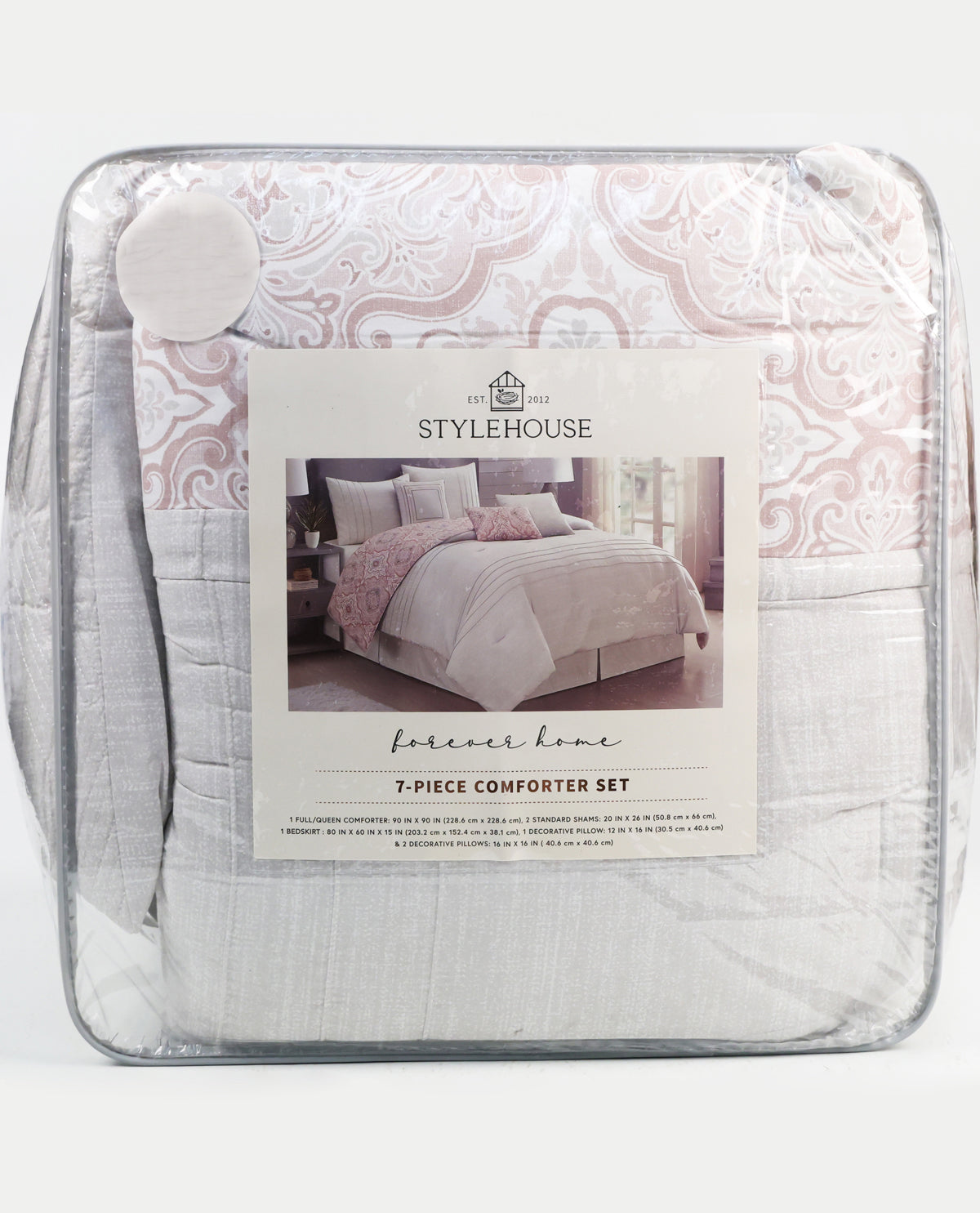 Queen Blush Paisley 7-Piece Reversible Comforter Set