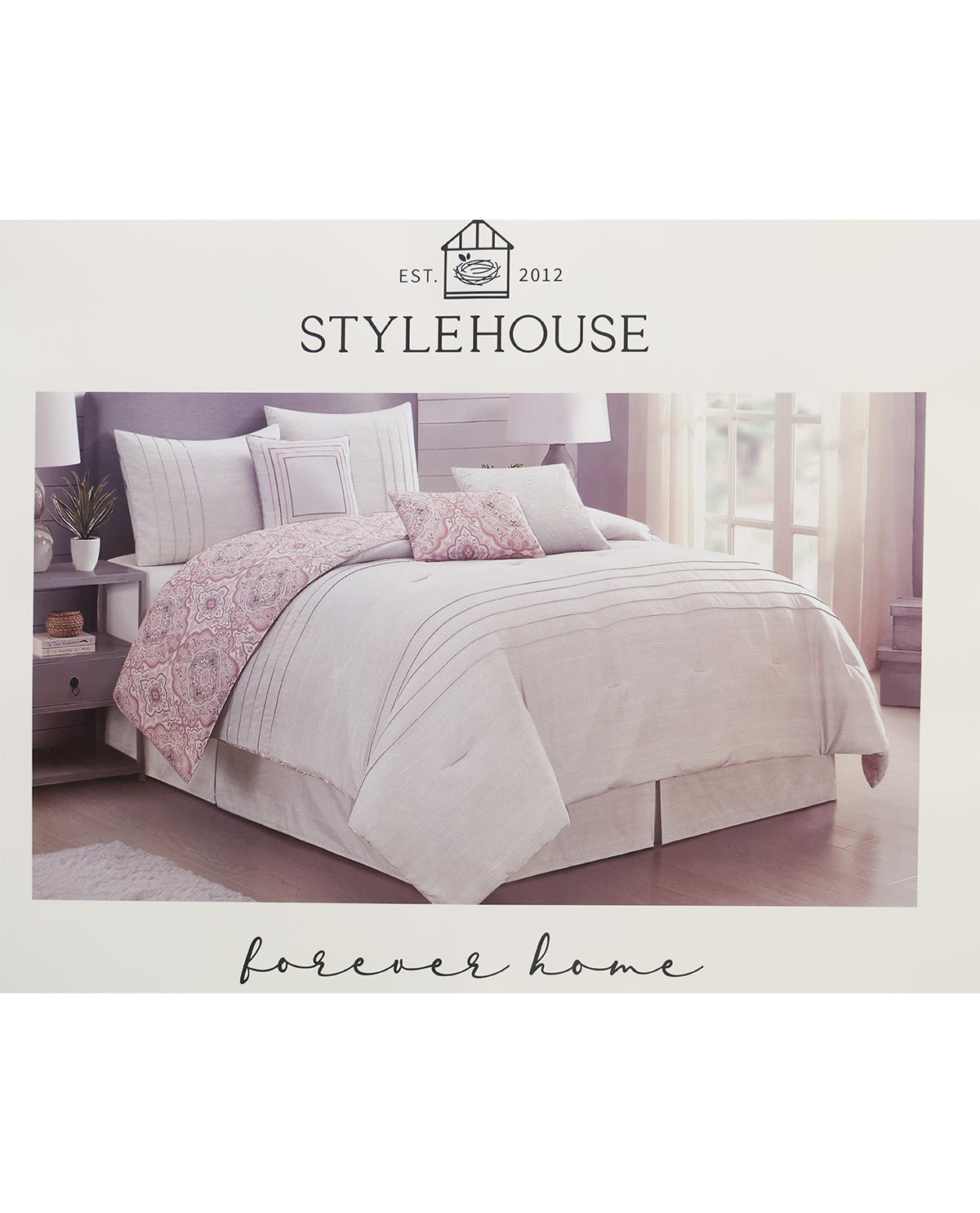 Queen Blush Paisley 7-Piece Reversible Comforter Set