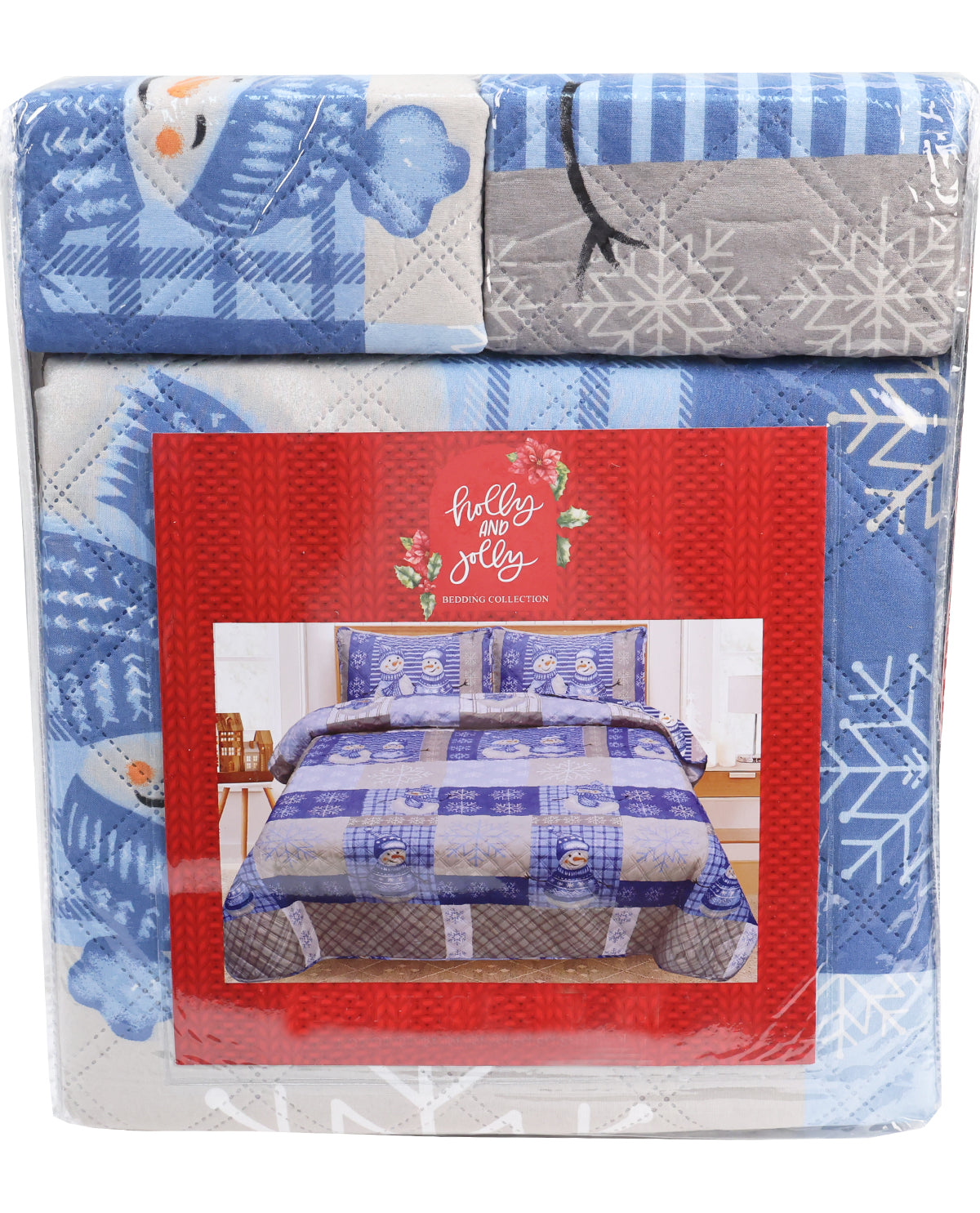 King Snowman Patchwork 3-Piece Quilt Set