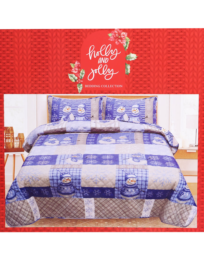 King Snowman Patchwork 3-Piece Quilt Set