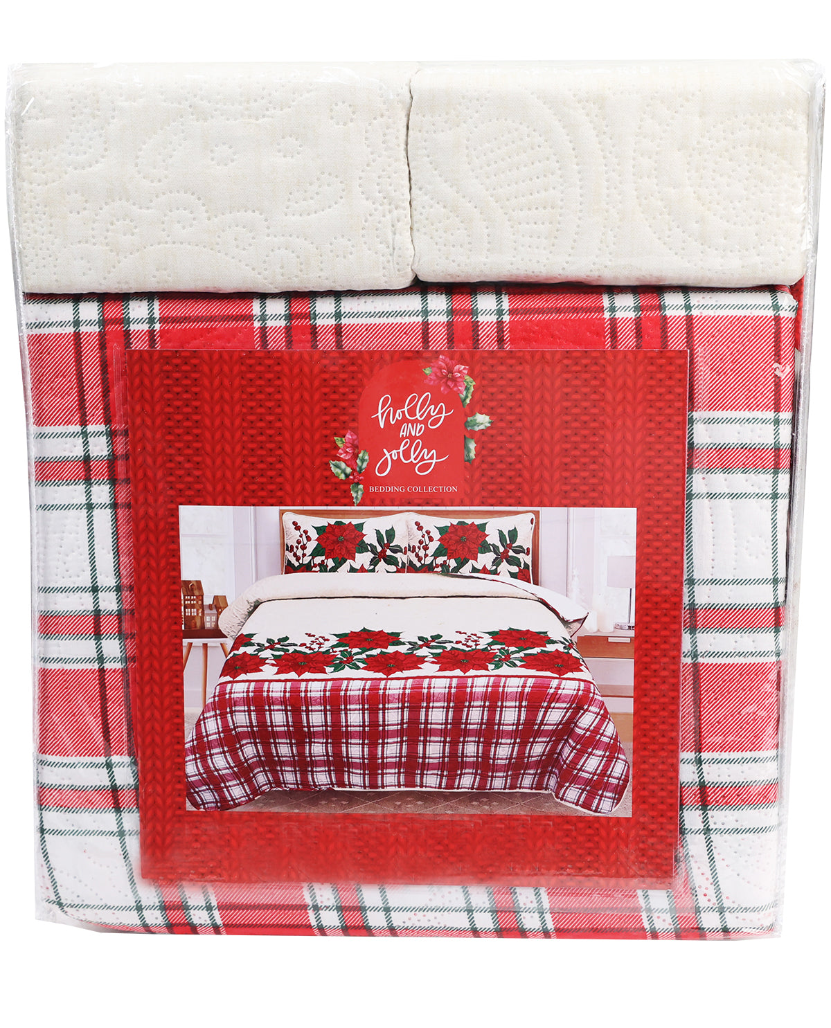 King Poinsettia Border 3-Piece Quilt Set
