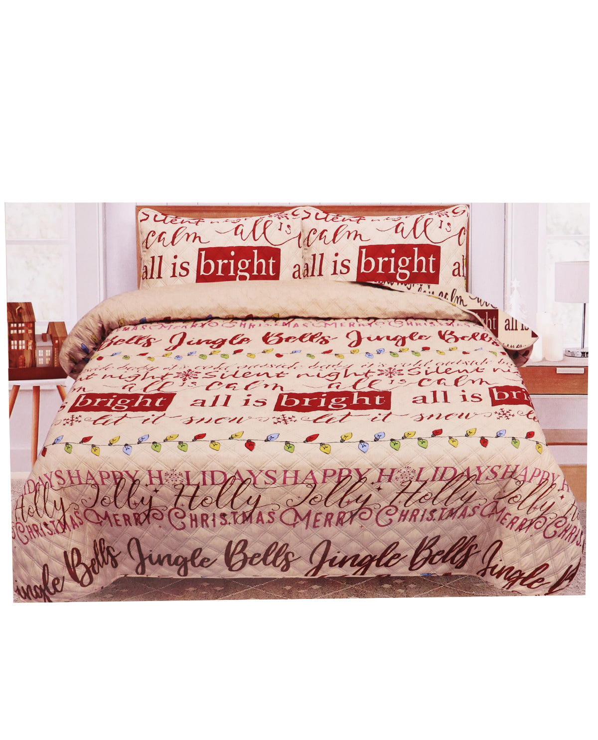 King Silent Night 3pc Quilt Bedding Set