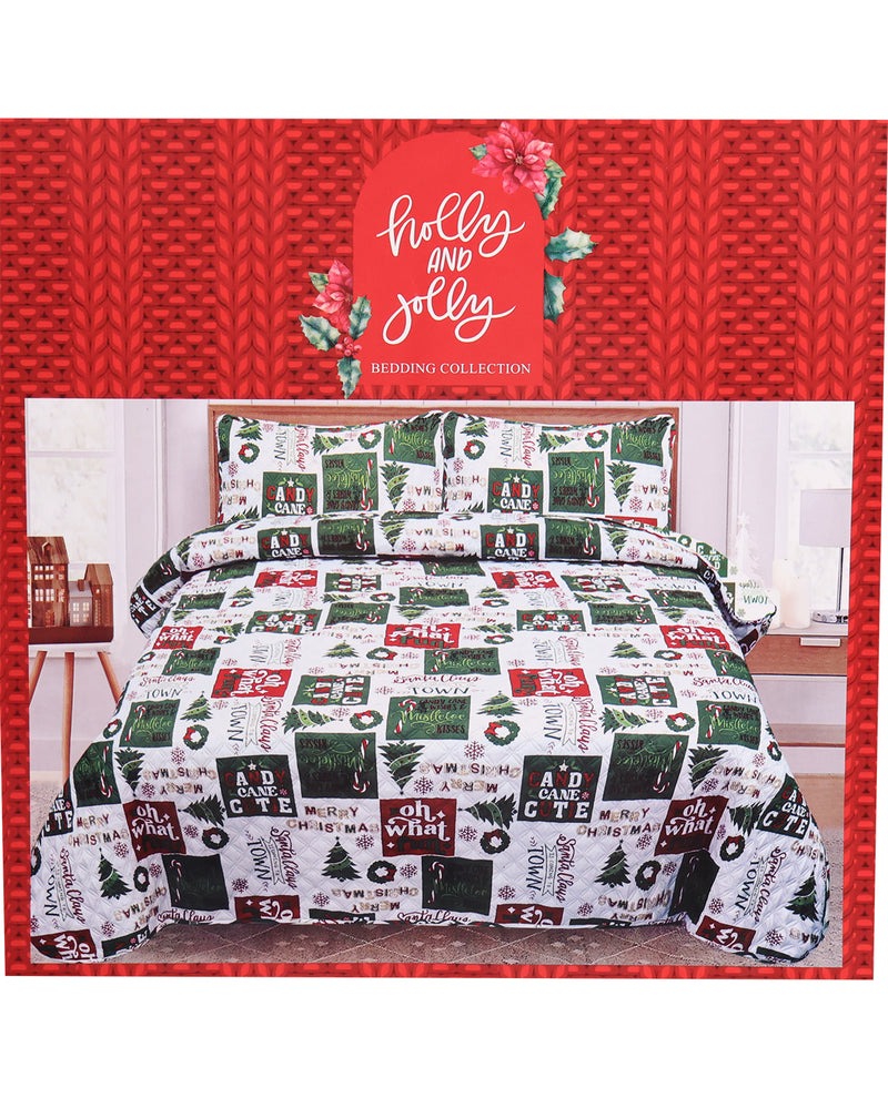 Full/Queen Christmas Medley 3Piece Quilt Set