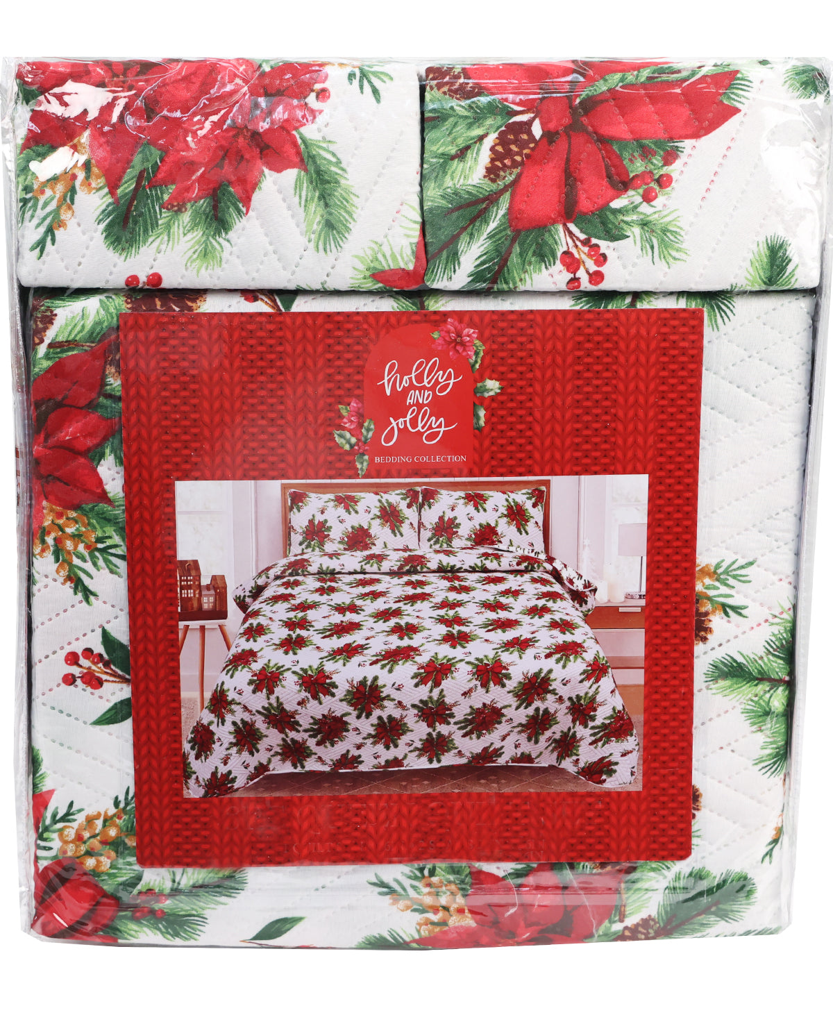 King Christmas Bows 3pc Quilt