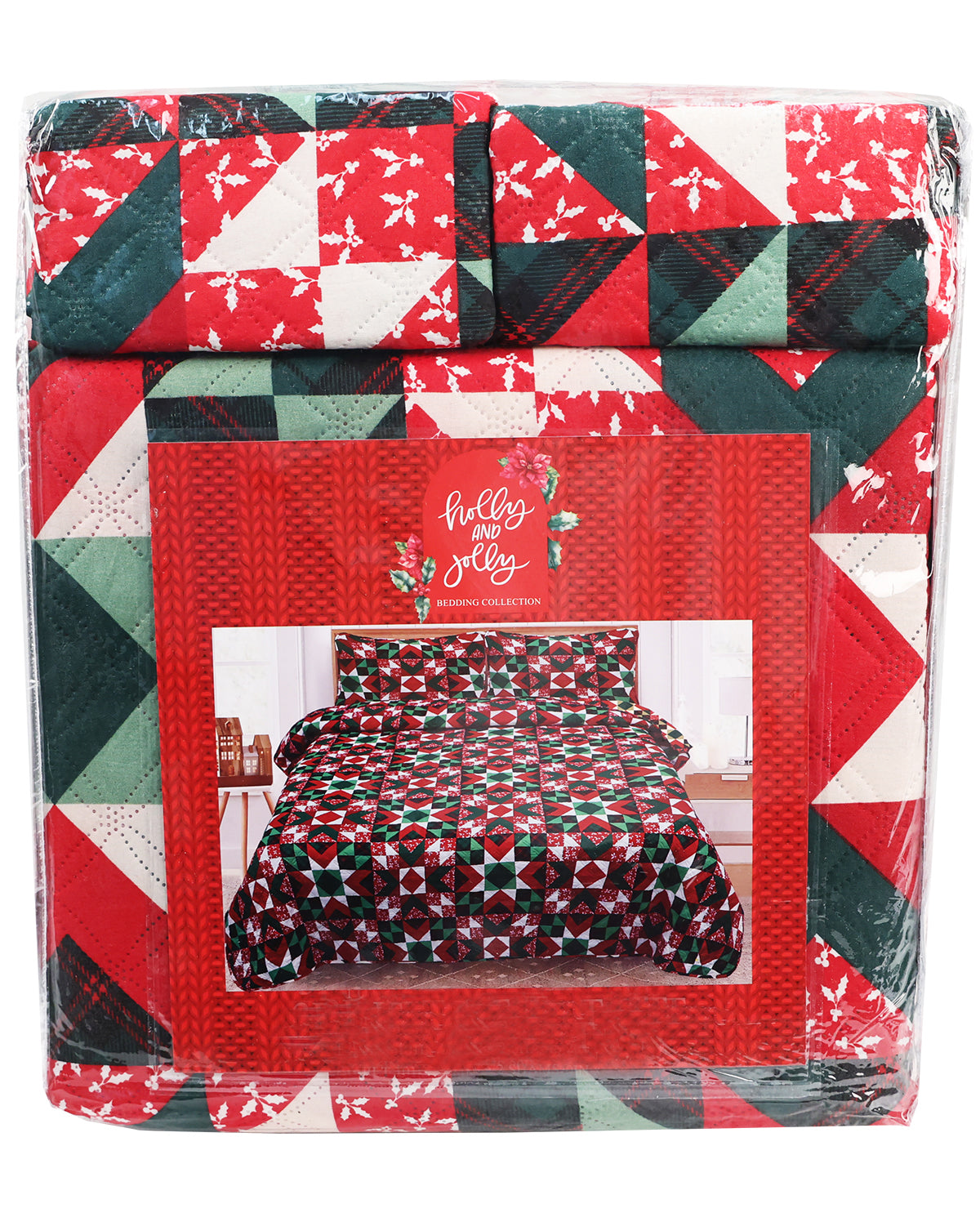 King Christmas Patchwork 3-Piece Quilt Set