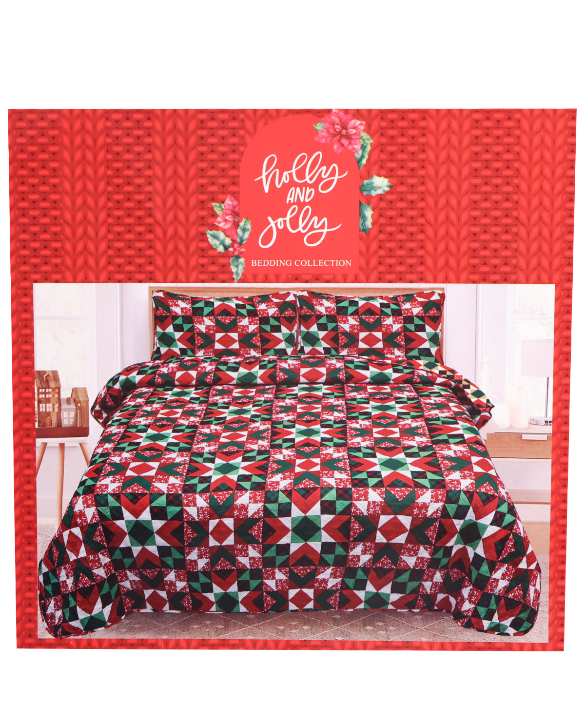 King Christmas Patchwork 3-Piece Quilt Set