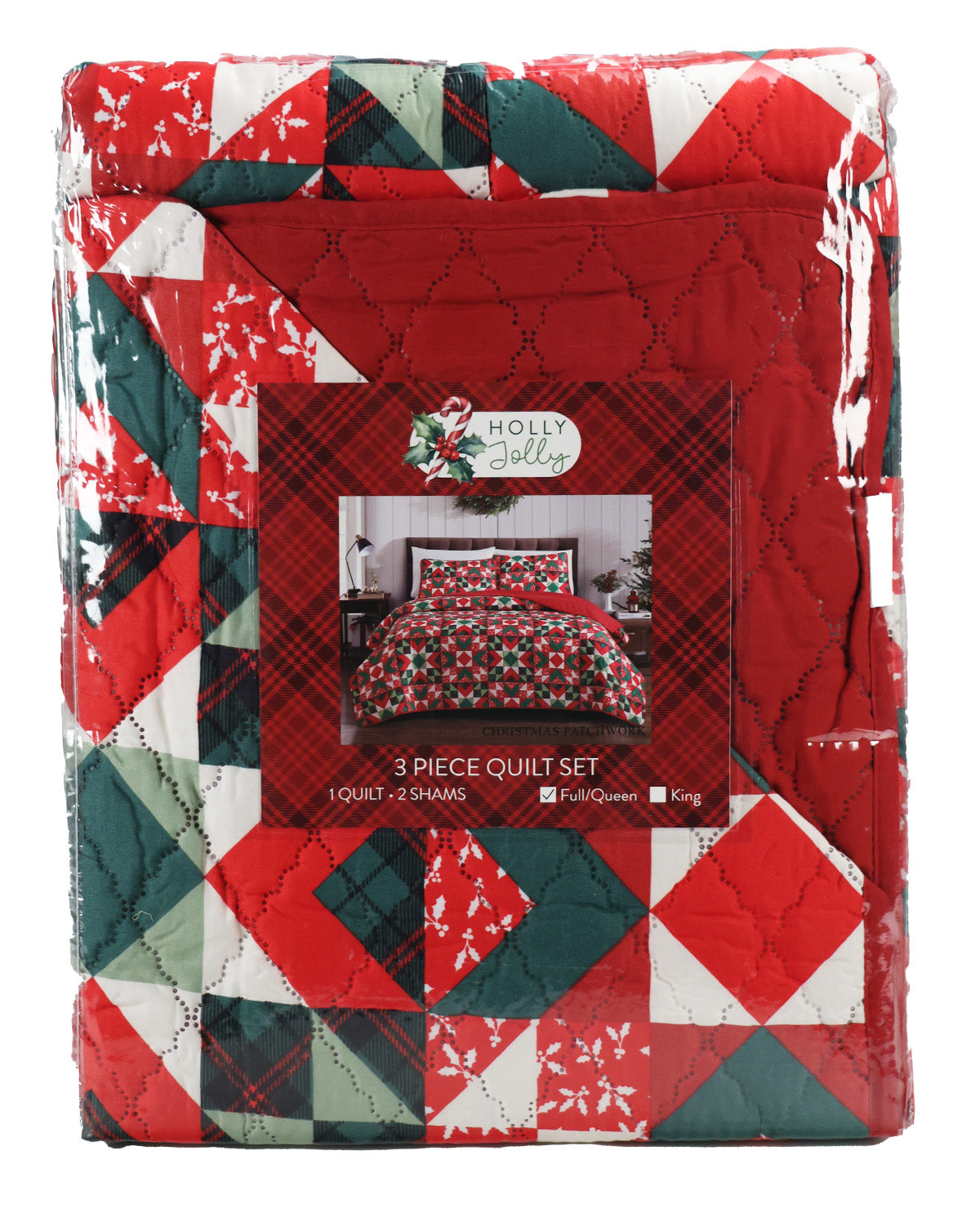 Full/Queen Christmas 3 Piece Quilt Set
