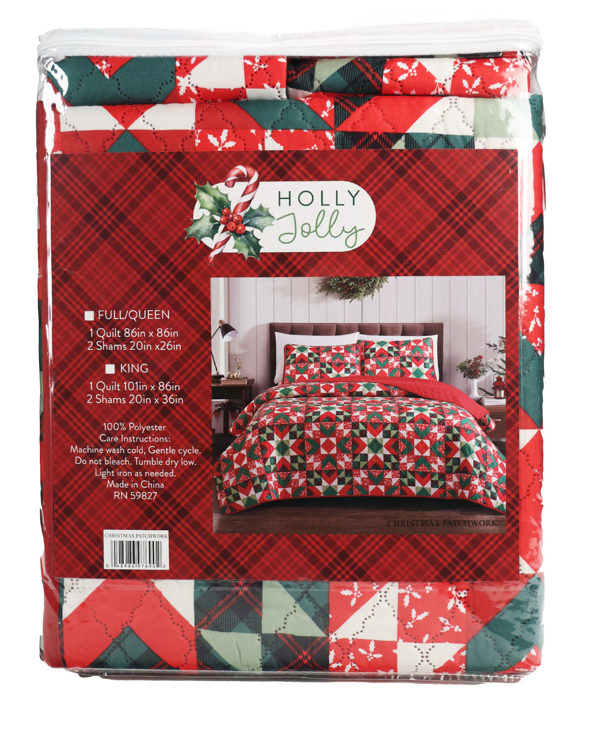 Full/Queen Christmas 3 Piece Quilt Set