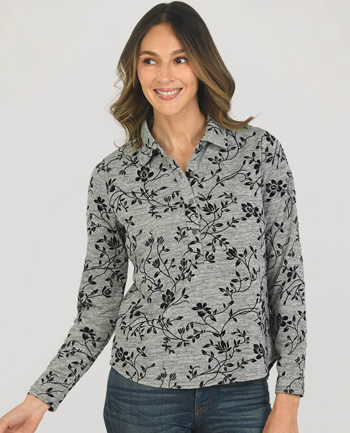 Zac & Rachel Flocked Floral Hacci Top