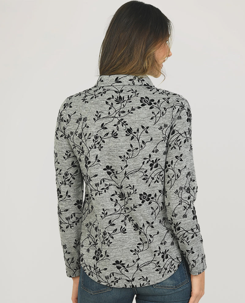 Zac & Rachel Flocked Floral Hacci Top