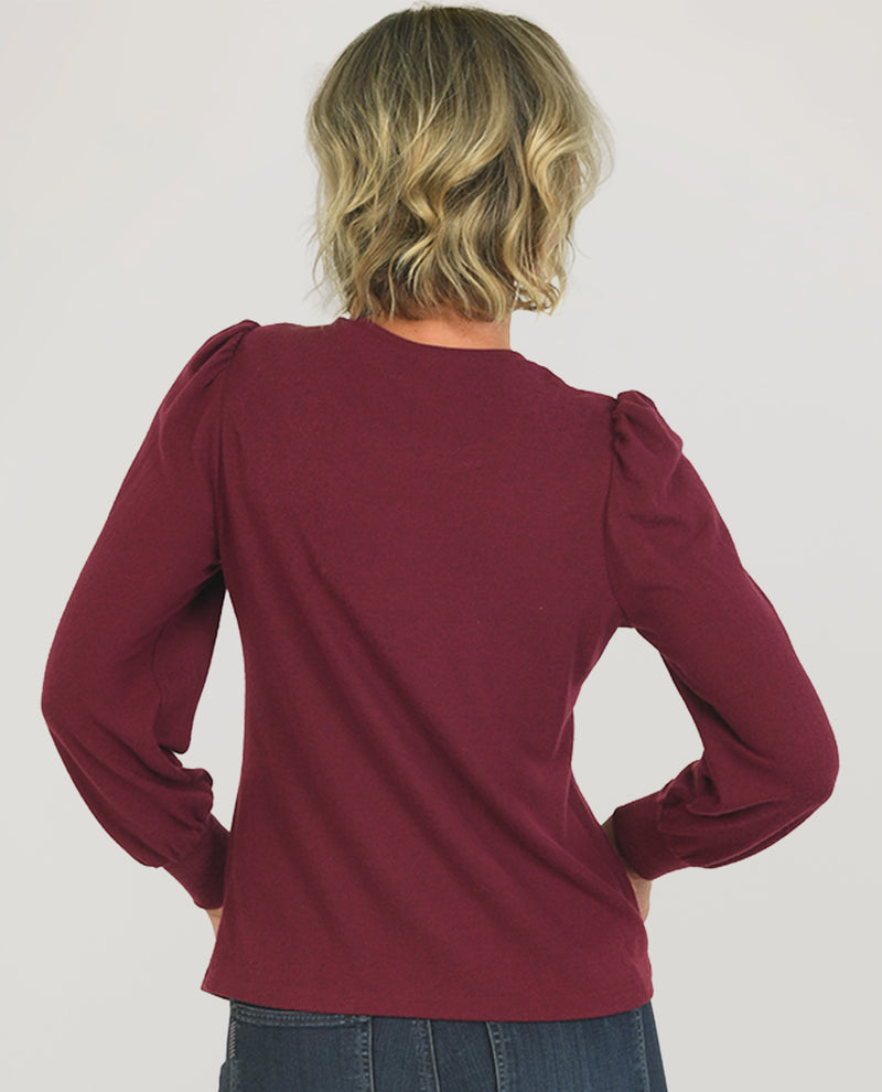 Zac & Rachel Brushed Hacci Sangria Top