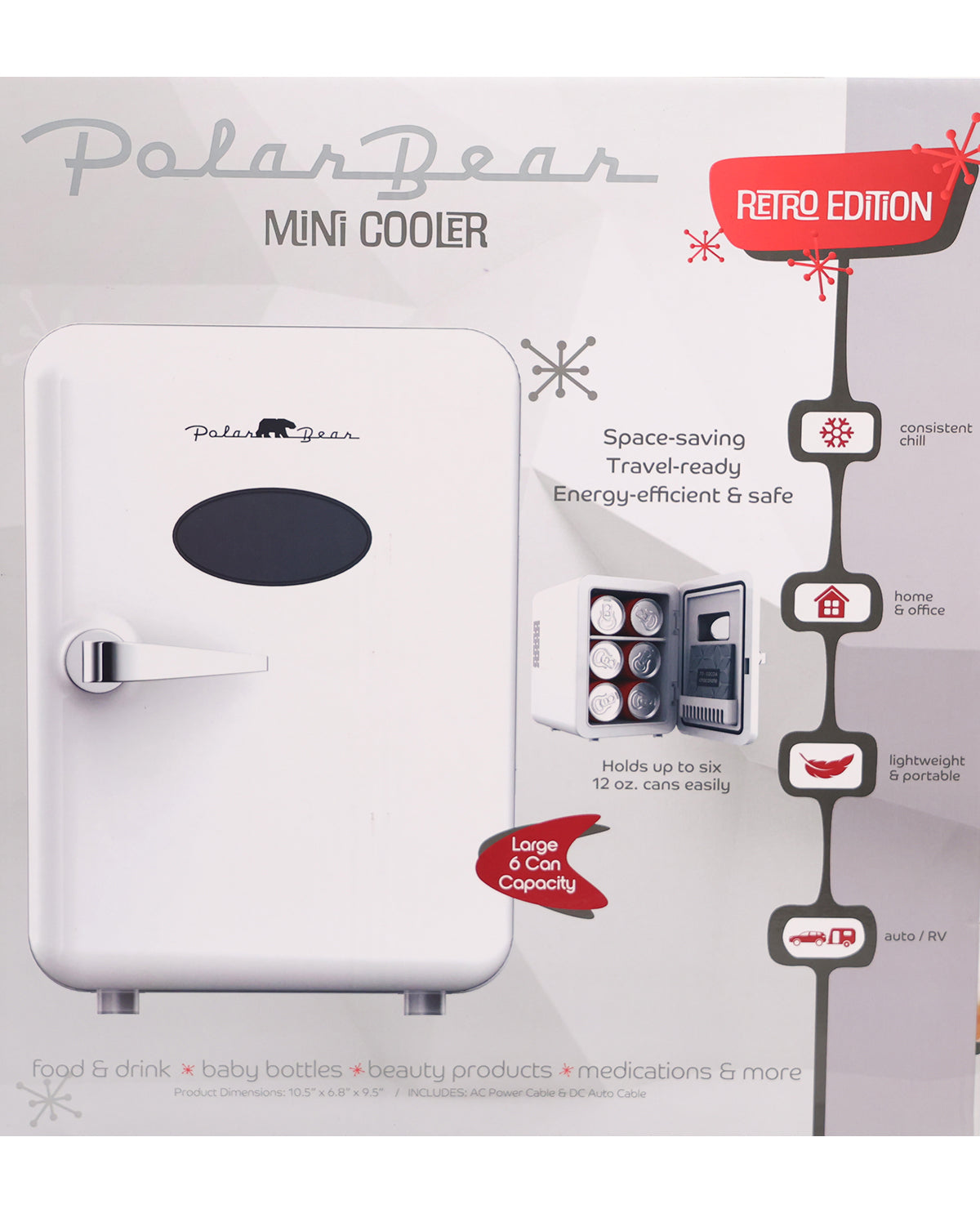 Polar Bear White Retro Mini Fridge