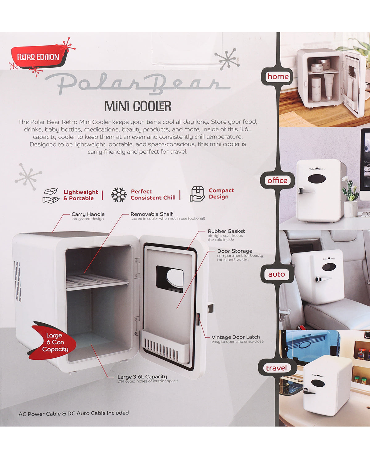 Polar Bear White Retro Mini Fridge