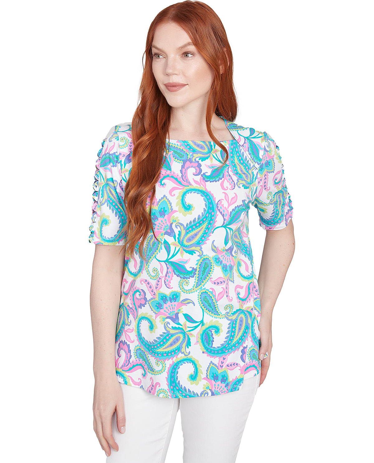 Ruby Road Missy Spring Oasis Paisley Knit Top