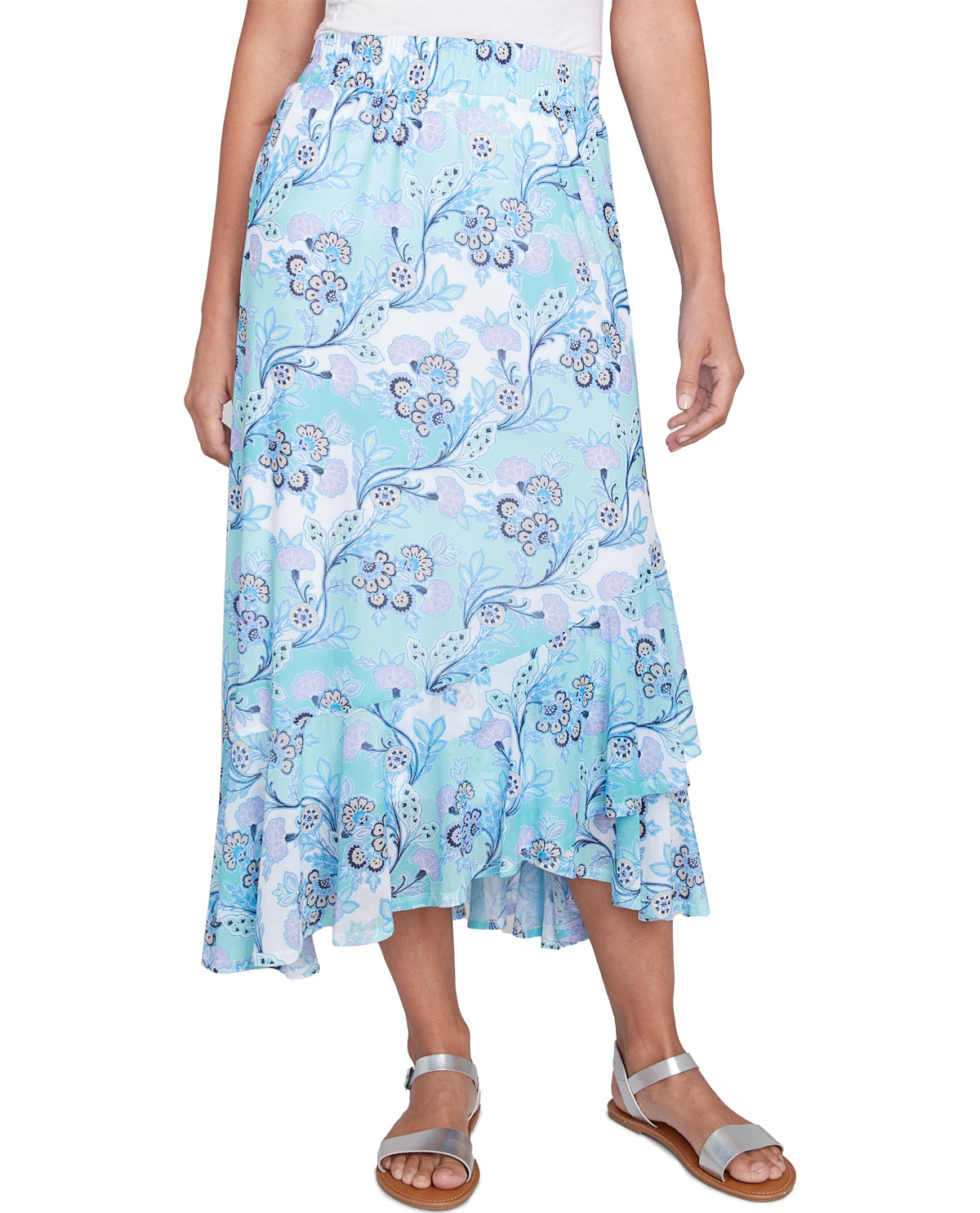 Ruby Road Hello Spring Petites Mesh Ruffle Skirt