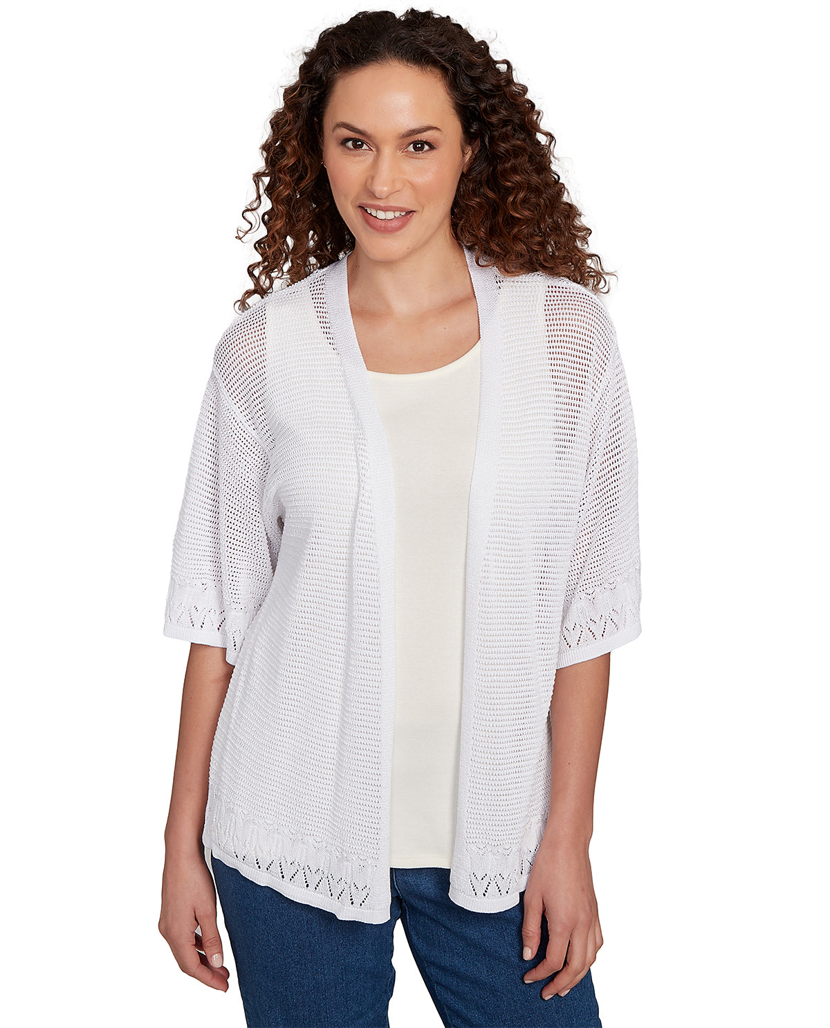 Ruby Road Must Haves II Open Front Cardigan White