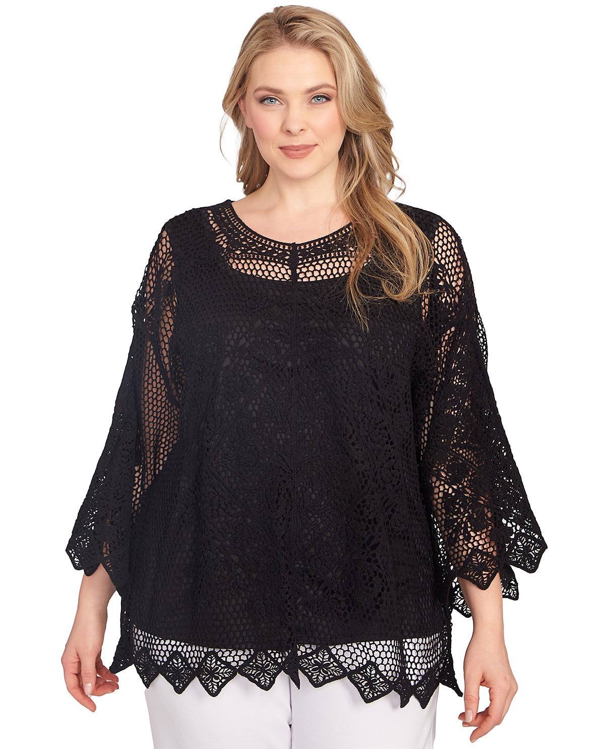 Ruby Road Bali Bliss Medallion Chem Lace Top Black
