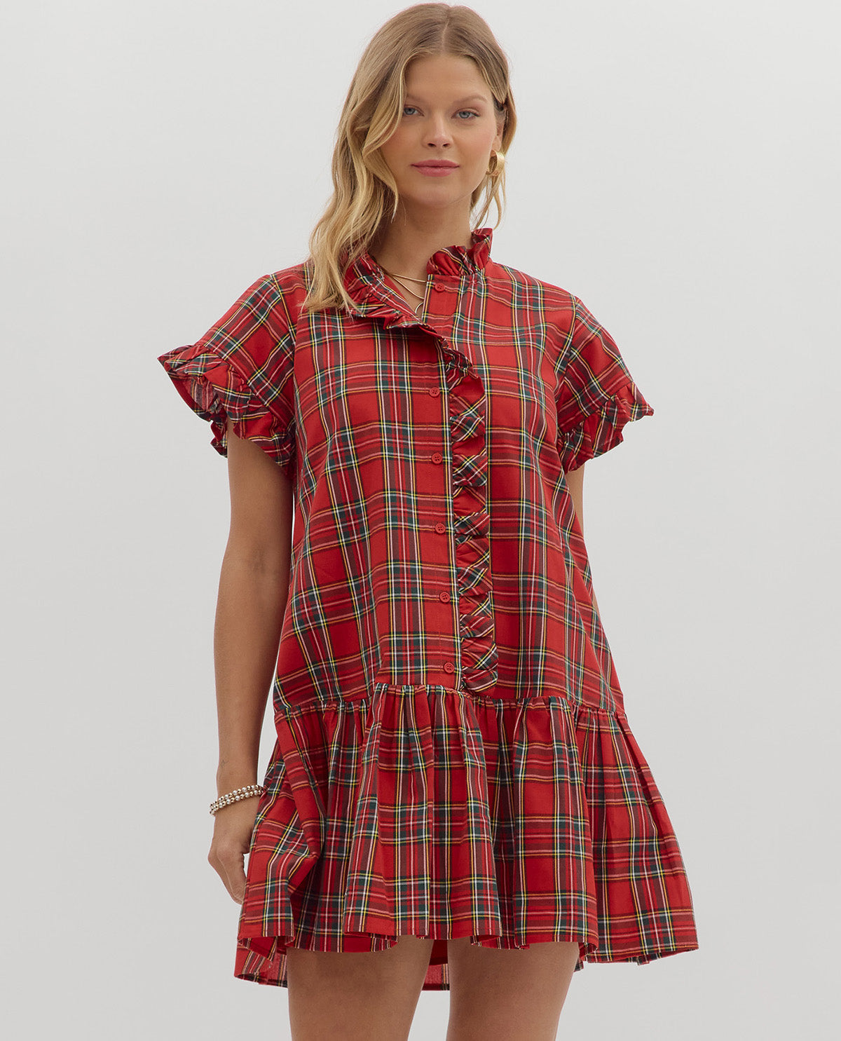 Tartan Plaid Red Mini Dress