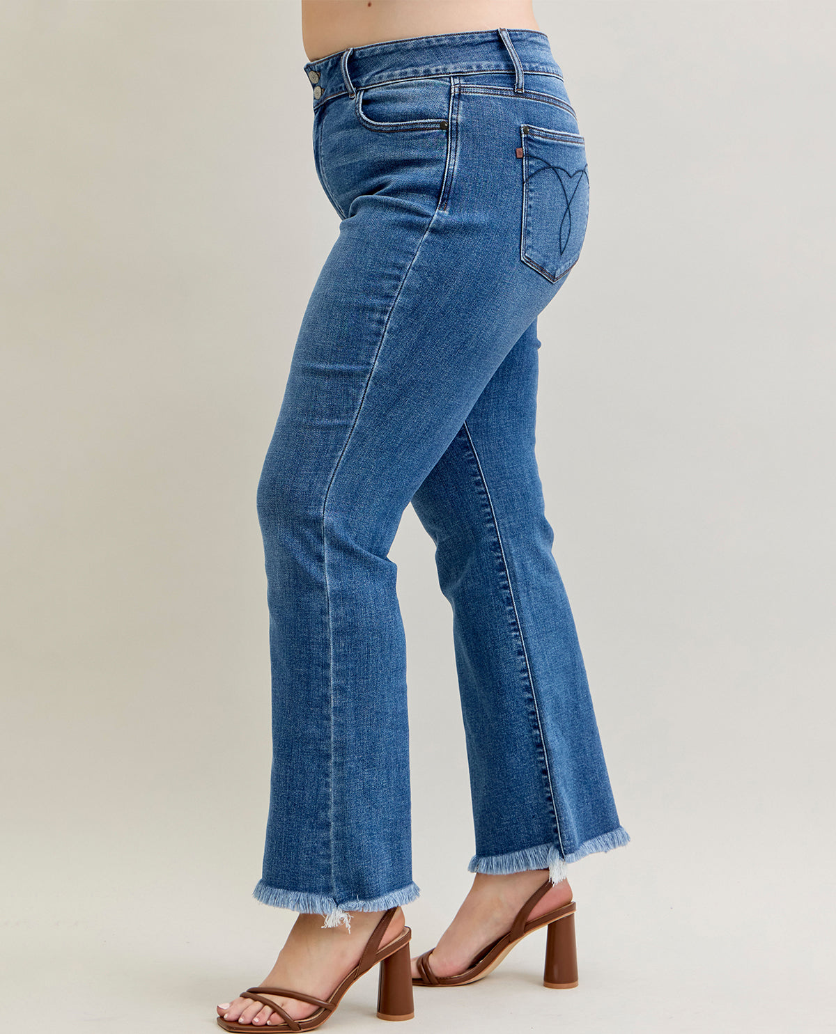 Judy Blue Plus Bootcut Frayed Hem Jeans